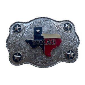 Vintage State Of Texas Belt buckle Silver Signed BA WESTERN Ranger Quality RARE